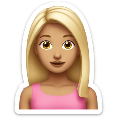 a tanned blonde girl with a pink bow and straight hair and long lashes  sticker