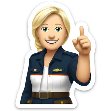 marine lepen enjoy and makes a thumb's up sticker