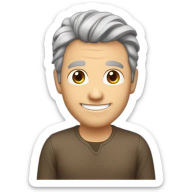 Man 40 years brown hair, some grey hair on the sides, skin very light brown, tall , smiling , thumb up sticker