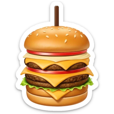 Crea una escena que contenga una hamburguesa, un frappé y papas fritas sticker