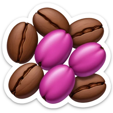 Create minimalist emoji in the style of Coffee Lover — a coffee shop and roastery brand.
Style: cozy, warm.
Colors — purple-pink range.
🫘 coffee beans sticker
