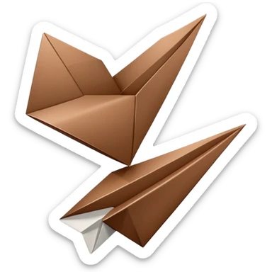 A brown heart and a white paper airplane next to it sticker