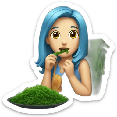 Girl watching television eating seaweed sticker