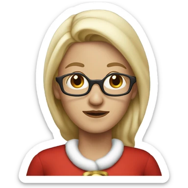 blonde middle aged woman with brown eyes dressed as santa claus sticker