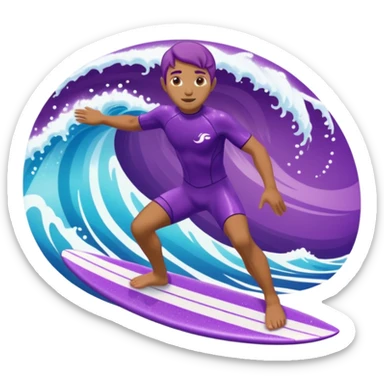 glitter surfer purple surf in wave ocean cian sticker