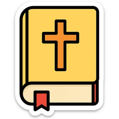 a Bible with a cross, closed book, modern icon style sticker