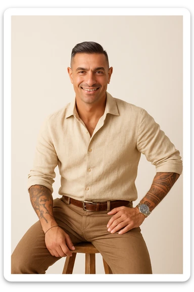 Uomo che usa solo prodotti di Lino e Cotone, perchè sono naturali sticker