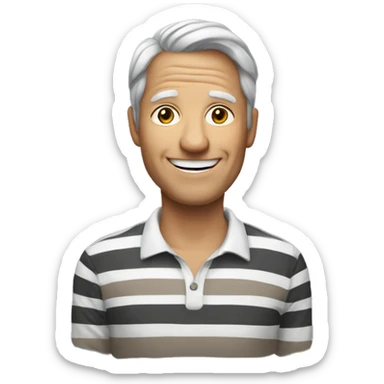 Mature smiling man in striped shirt sticker