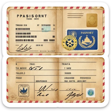 Passport with travel stamps and boarding pass sticker