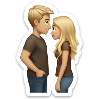 Girl with blonde ombré hair kissing a guy with brown hair  sticker