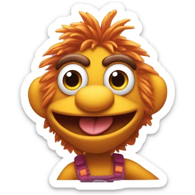 Attractive with adorable huge eyes  Detailed image of  fraggle rocks hot muscle trainer sunset colored sticker