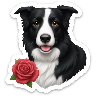 A rose black with a border collie sticker