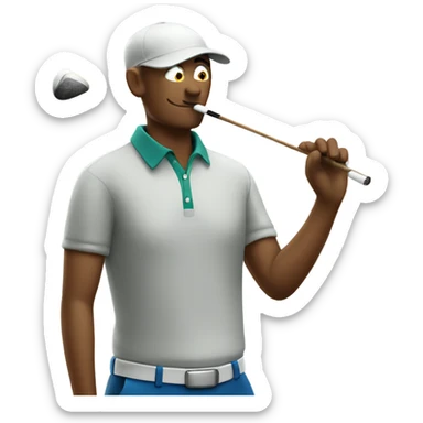 Golfer smoking cigarette while swinging sticker