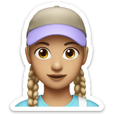 sporty girl with brown eyes wearing a pastel blue cap with hair tied sticker