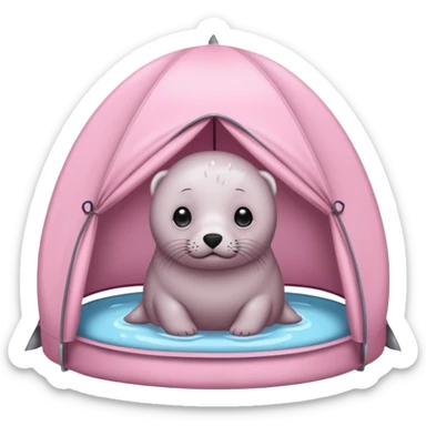 Gray Seal in a light pink tent  sticker