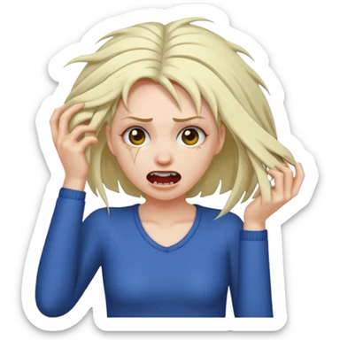 Manic ripping hair out female sticker