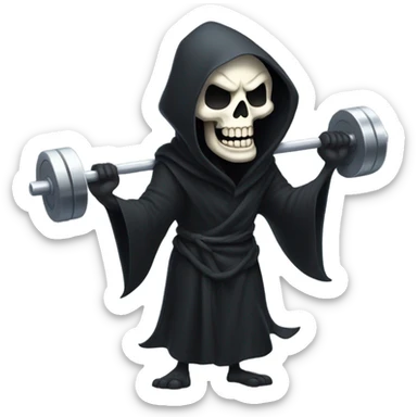 Laughing grim reaper with barbell sticker