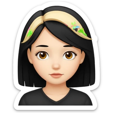 girl with black hair and blonde at the end of the hair  sticker