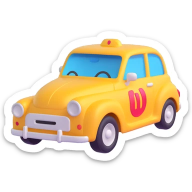3D car with a realistic dent in the fender, 3D emoji style sticker