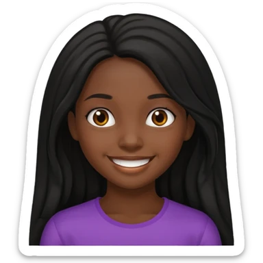 Black  girl black long hair sticker