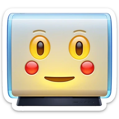 Clash of Clans aesthetic: Cinematic Playful PlayStation 3 Console Portrait Emoji, rendered in a 3D vector-style similar to standard emojis with minimal shading and bold, simplified shapes. A compact, distinct form with signature details, softly glowing with a cutting-edge console technology charm. Simplified yet unmistakably iconic, highly detailed and consistent, glowing with a soft radiance and high shine. Stylized with a touch of technological advancement and a soft glowing outline, capturing the essence of a beloved gaming relic with a friendly, playful manner! sticker