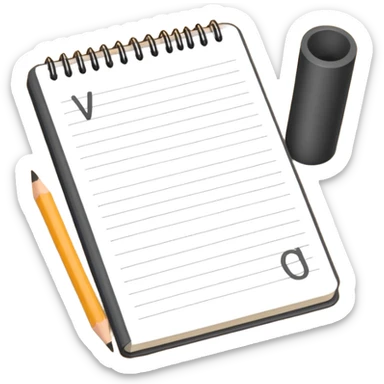 notebook with a pencil and English letters sticker