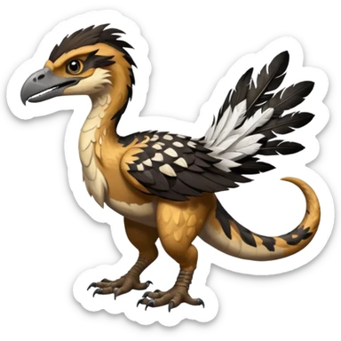 Utahraptor with a lot of feathers and white and black sticker