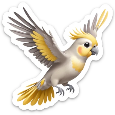 cockatiel flying happily sticker