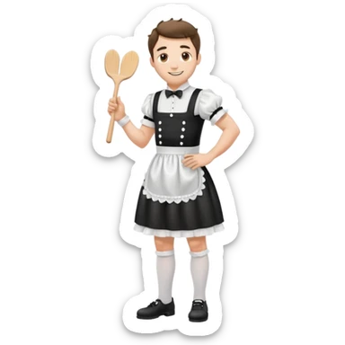Full body profile Man French maid uniform sticker
