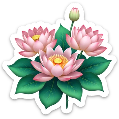 big bouquet Lotus, luxuriant, stem, leaf sticker