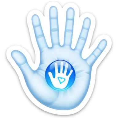 handprint with a glowing sign in the center sticker