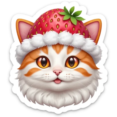 I want a cute cat with a strawberry hat sticker