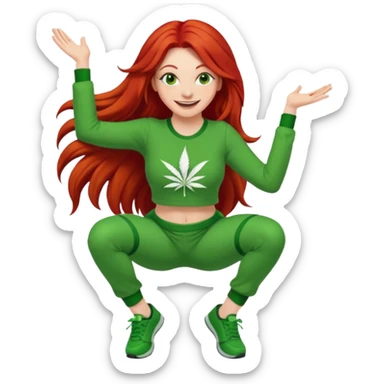  lady twerking with long red hair and green 420 outfit sticker