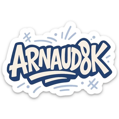 Logo 'Arnaud8K' in stylized graffiti lettering, urban energetic vibe, for young social media audience, no video elements sticker