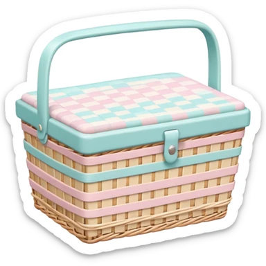 Cute pastel woven picnic basket sticker