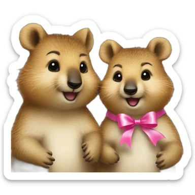 Happy-couple-quokka-the-one-with-pink-ribbon sticker
