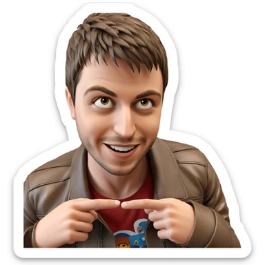 smiling boy in leather jacket sticker