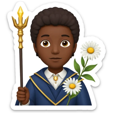 black man with daisy, scepter sticker