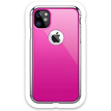 Realistic iPhone 16,  fuchsia pink and silver color case sticker