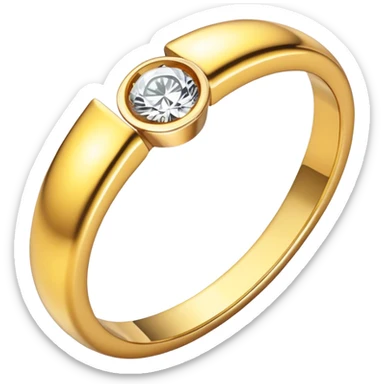 Gold ring with diamond above sticker