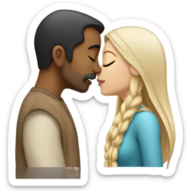 Indian man kissing white brunette girl sticker