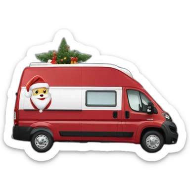 Converted Fiat Ducato campervan with Santa Clause sitting on the roof  sticker
