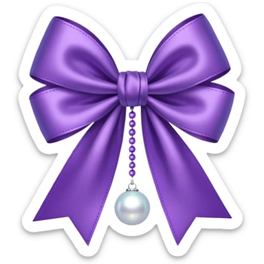 Purple bow with  hanging pearl sticker