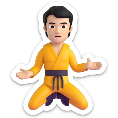 Bruce Lee with correct face proportions and head shape, upper body sticker