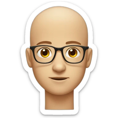 Young man baldness with glasses and strabismus sticker