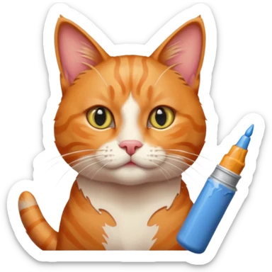 Chat roux avec tubes de peinture qui samuse sticker