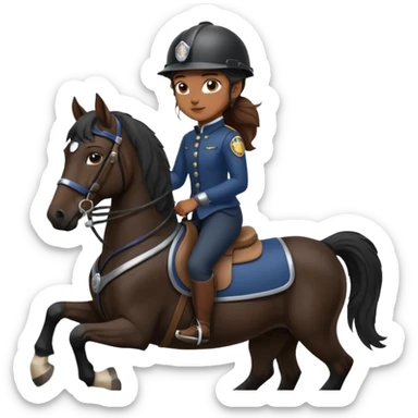 Brown girl on black shire horse  sticker
