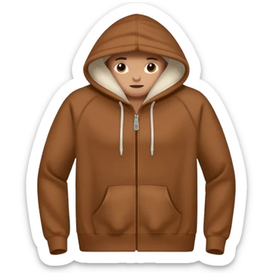 A brown hoodie no human and no zipper nothing on the fornt I like the last one  sticker