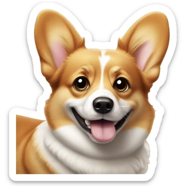 very nice corgi with big eyes and bone in his teeth sticker