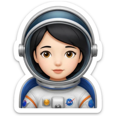 Astronaut girl kid with black hair sticker